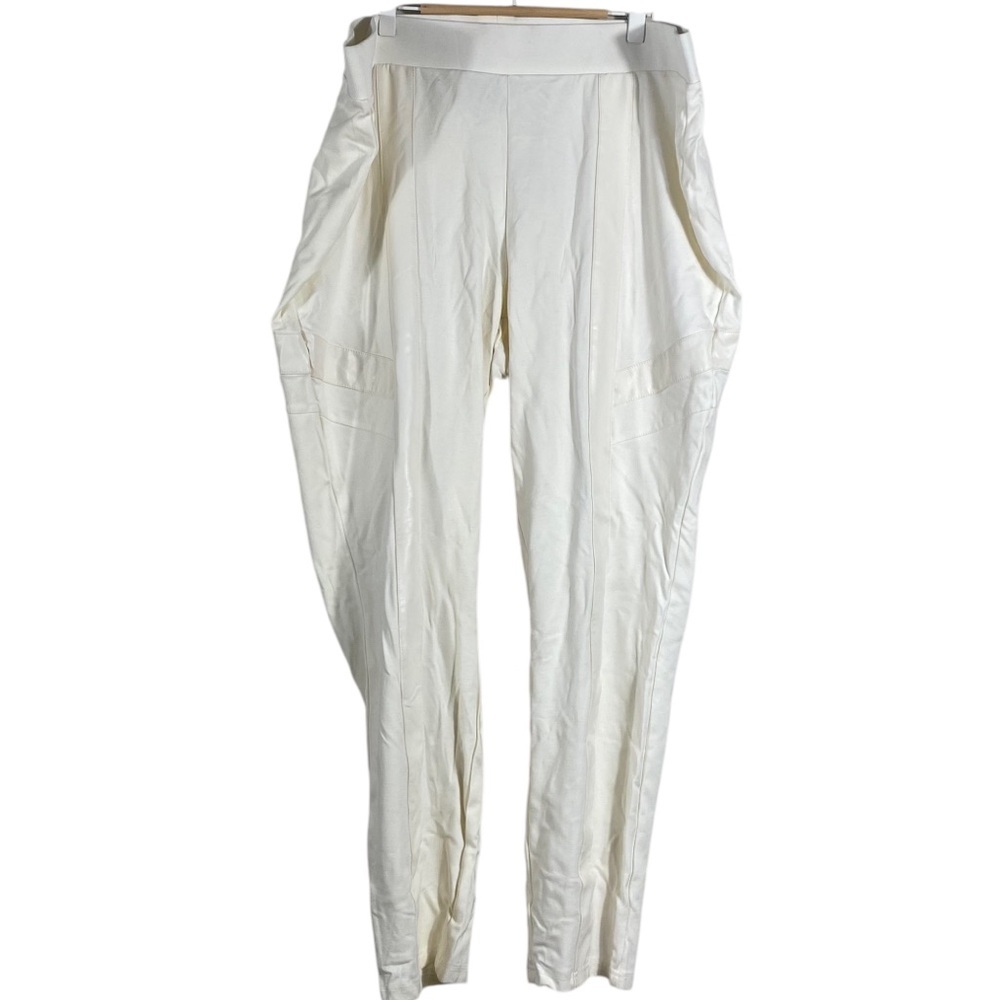 Ashley Stewart Cream Pull on Pants with Faux Leather Detailing Sz 22/24 NWT